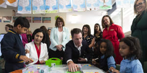 NSW Premier Chris Minns and Education Minister Prue Car at Parramatta East Public School this week.
