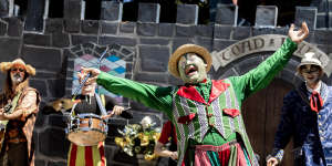 Paul Morris (Weasel),Ryan Hawke (Toad) and Maverick Newman (Badger) in The Wind in the Willows