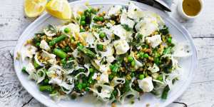 Danielle Alvarez's farro and spring vegetable salad with dill,feta and lemon recipe.