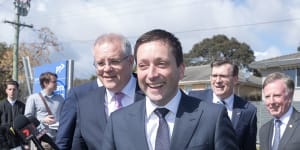 Then Victorian Liberal leader Matthew Guy with Prime Minister Scott Morrison in 2018.