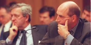 Then-RBA governor Bernie Fraser (right),with Ian Macfarlane,the man who would replace him in 1996.