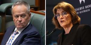 At odds:Government Services Minister Bill Shorten and Reserve Bank governor Michele Bullock.