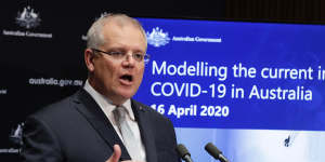 Scott Morrison addresses the media after the national cabinet meeting on Thursday.