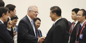 Testing times:Prime Minister Scott Morrison and China's President Xi Jinping. 