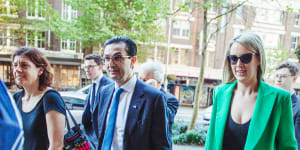 Dr Munjed Al Muderis and his barrister Sue Chrysanthou,SC (left),and partner Claudia Roberts.