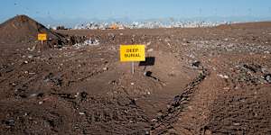 The “deep burial” section of Werribee tip,in Melbourne’s west,where batteries were allegedly dumped.