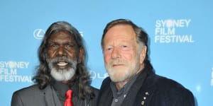 “Great mates”:Jack Thompson with David Gulpilil in 2016. 