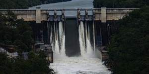 The Warragamba Dam started spilling at 4.20am. 