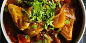 Chicken tagine with mango and apricot.