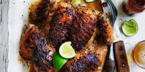 Rodney Dunn's char-grilled butterflied whole chicken with cumin and lime.