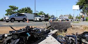 A Range Rover,a Mazda CX-60,and a Toyota Hiace collided on Kingsford Smith Drive at Hamilton in Brisbane early on Tuesday,with police arresting four people.