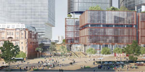 An artist's impression of the towers on the western edge of Sydney's Central station.