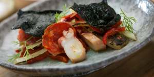 Go-to dish:Grilled octopus with chorizo,capsicum and fennel.