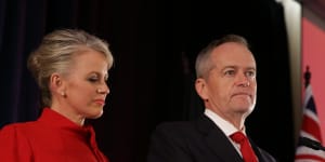 Bill Shorten,with wife Chloe,concedes election defeat in May 2019.