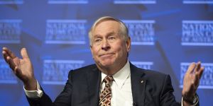 Former WA premier Colin Barnett during an address to the National Press Club of Australia in Canberra on Wednesday.