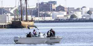 Divers were trying to retrieve drones from the Yarra River in Docklands on Sunday after a lightshow went south.