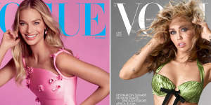 The latest issue of US Vogue featuring Australian actor Margot Robbie promoting her ‘Barbie’ movie and Edward Enninful’s June issue for British Vogue with singer Miley Cyrus on the cover.