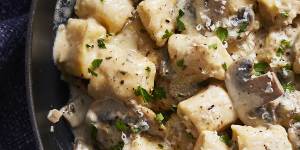 RecipeTin Eats’ ricotta gnocchi with creamy mushroom sauce.