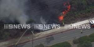 Firefighters and water bombers are on the scene fighting the blaze.