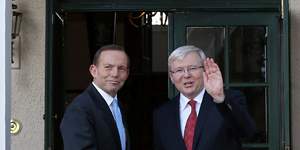 Tony Abbott and Kevin Rudd keep it civil at the Lodge.