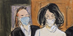 In this courtroom sketch,Ghislaine Maxwell enters the courtroom.