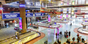 Vegas’ airport doesn’t have much in common with Vegas,except one thing