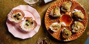 Baked oysters are part of the retro-tinged fun at Poodle Bar&Bistro.