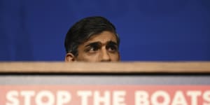 British PM Rishi Sunak holds a press conference on Wednesday after the Supreme Court ruled his government’s plan to fly asylum seekers to Rwanda – a policy modelled on Australia’s Pacific solution – was unlawful. 