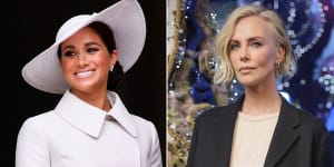 Meghan,Duchess of Sussex,at Queen Elizabeth’s Platinum Jubilee celebrations in June,2022,wearing Dior,will not become a face of the brand. Actor Charlize Theron,attending the Dior runway show in Paris in February,has a rumoured $US55 million deal with the luxury house. 