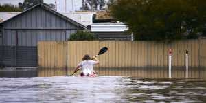 A flooded street in Shepparton in October 2022.