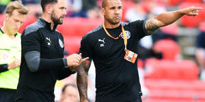 Melbourne City coach Patrick Kisnorbo,right,doesn't see a problem with his side's disciplinary record. 