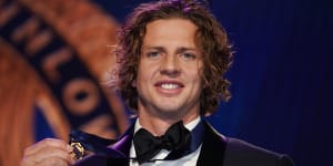 'Bit surreal':Fremantle Docker Nat Fyfe wins second Brownlow Medal