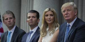 Donald Trump,right,pictured with his children,from left,Eric Trump,Donald Trump jnr and Ivanka Trump in 2014.