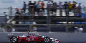Scott McLaughlin accelerates into the front straightaway during the Grand Prix of St Petersburg. 