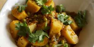 Spicy panch phoran potatoes.