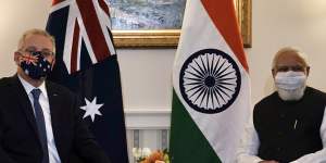 Prime Minister Scott Morrison held a meeting with Indian Prime Minister Narendra Modi ahead of the Quad meeting at the White House.