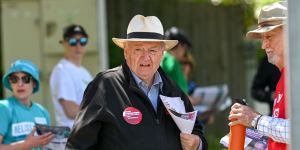Labor MP John Kennedy at this Hawthorn polling booth on Saturday.