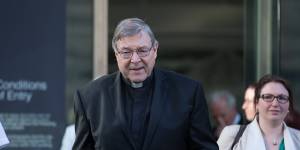 Cardinal George Pell leaves the County Court in 2018.