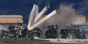 The demolition of the Hazelwood plant in May 2020,three years after it closed. 