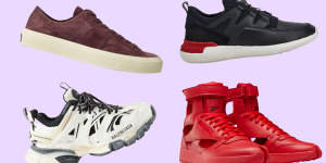 Clockwise from top left:Tom Ford Cambridge;Tod’s No_Code;Reebok x Maison Margiela;and Balenciaga Track logo-detailed mesh and rubber sneakers.