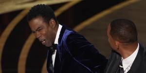The moment after Will Smith slapped Chris Rock on stage at the Oscars.