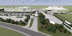 Render of the new Woolworths National Distribution Centre in the Moorebank Logistics Park in Western Sydney.