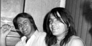 Crispin Dye pictured with Malcolm Young from AC/DC.