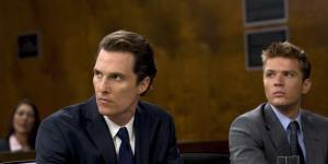 Matthew McConaughey (left) with Ryan Phillippe in 2011 film version of The Lincoln Lawyer.