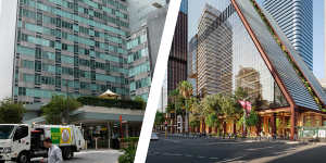 The MLC building in North Sydney and the proposed new building.