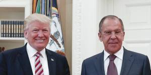 President Donald Trump meets with Russian Foreign Minister Sergey Lavrov,right,at the White House in Washington.