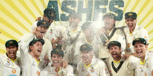 Australia celebrate,without Khawaja. 