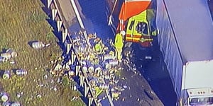 Truck loses load of beer kegs on highway,causing traffic delays