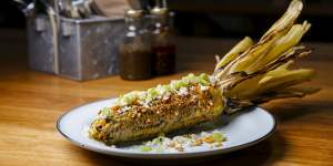 Grilled corn with chilli,garlic and cheese.