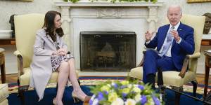 US President Joe Biden meets with New Zealand Prime Minister Jacinda Ardern in the Oval Office.